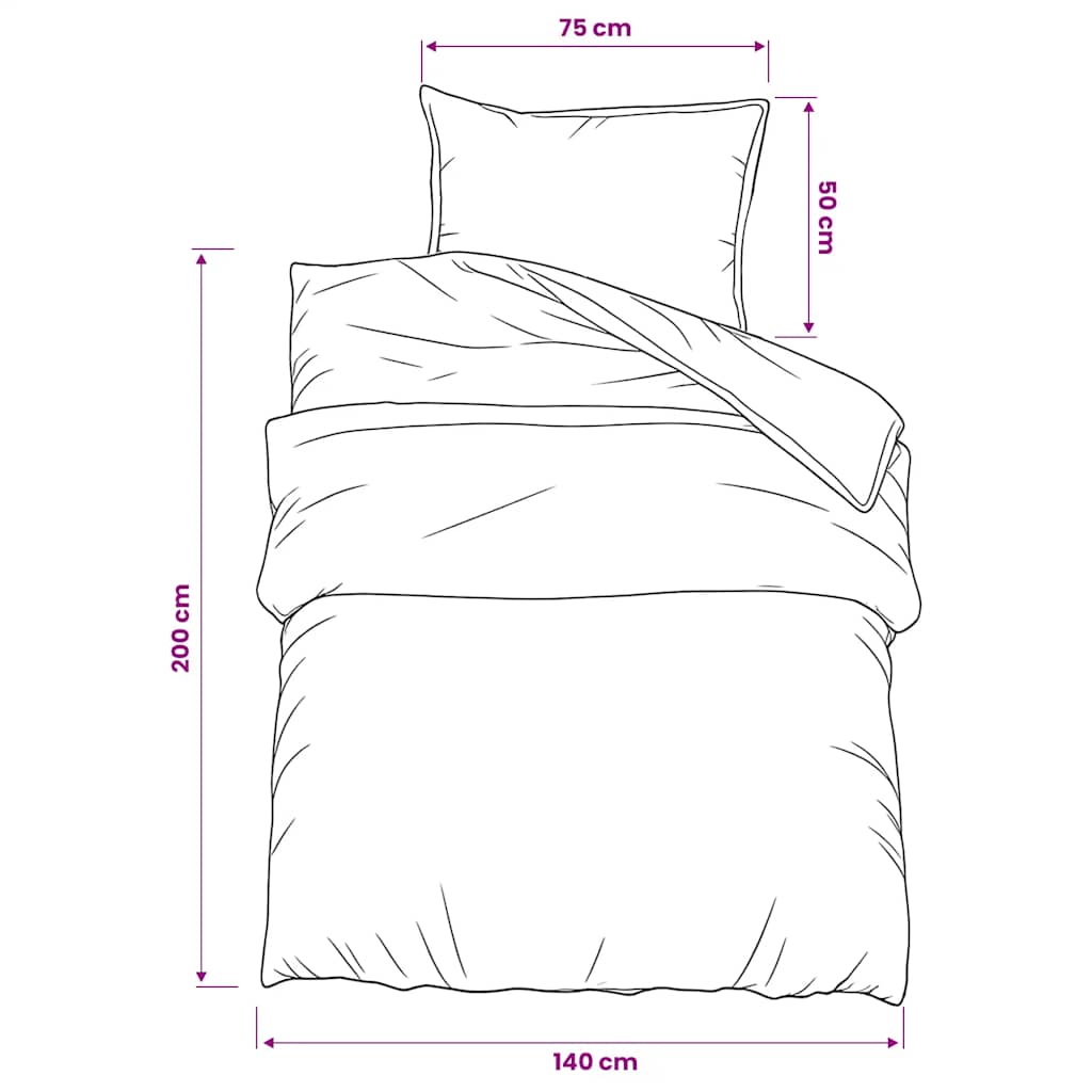 Duvet Cover Set White and Brown 140x200 cm Cotton