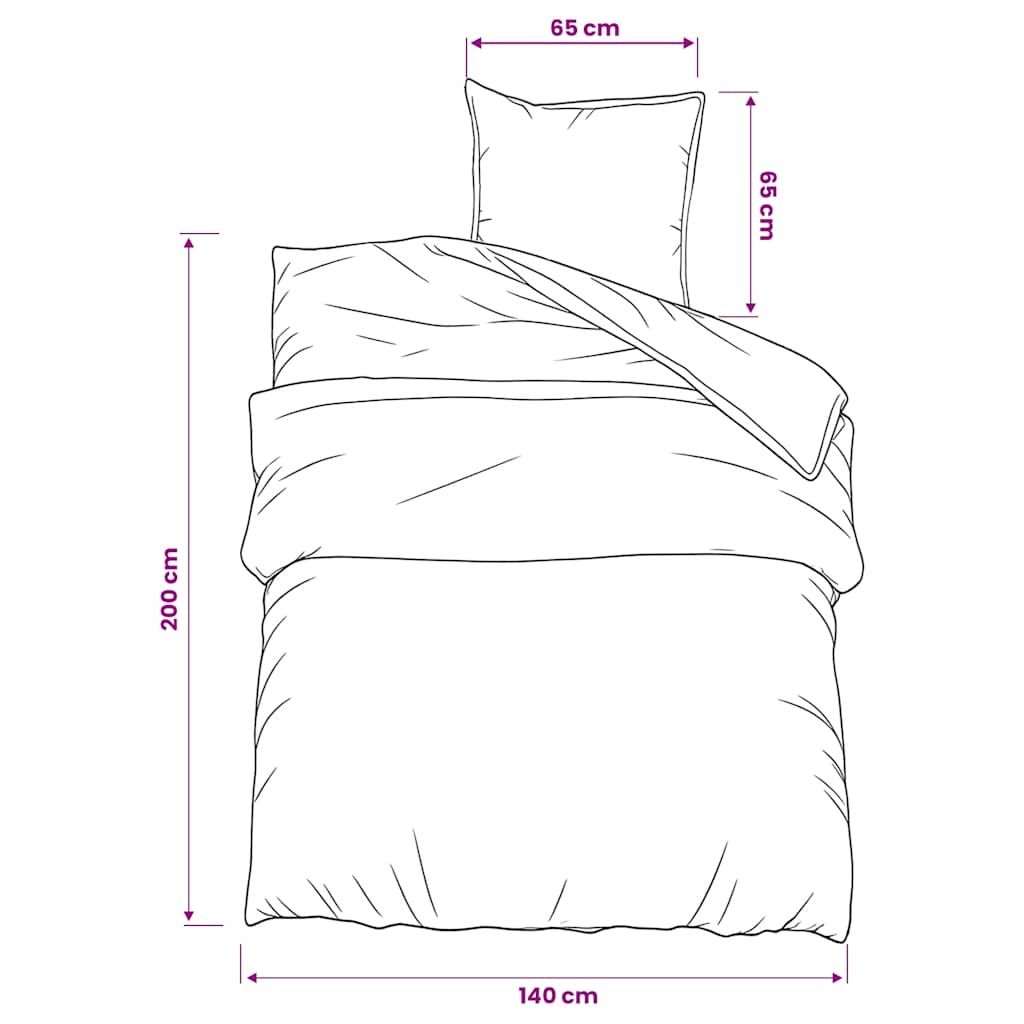 Duvet Cover Set Grey 140x200 cm Cotton