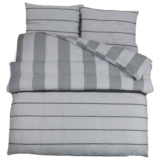 Duvet Cover Set Grey 200x200 cm Cotton