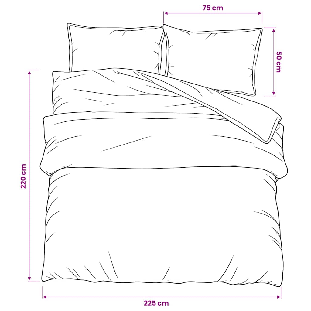 Duvet Cover Set Grey 225x220 cm Cotton