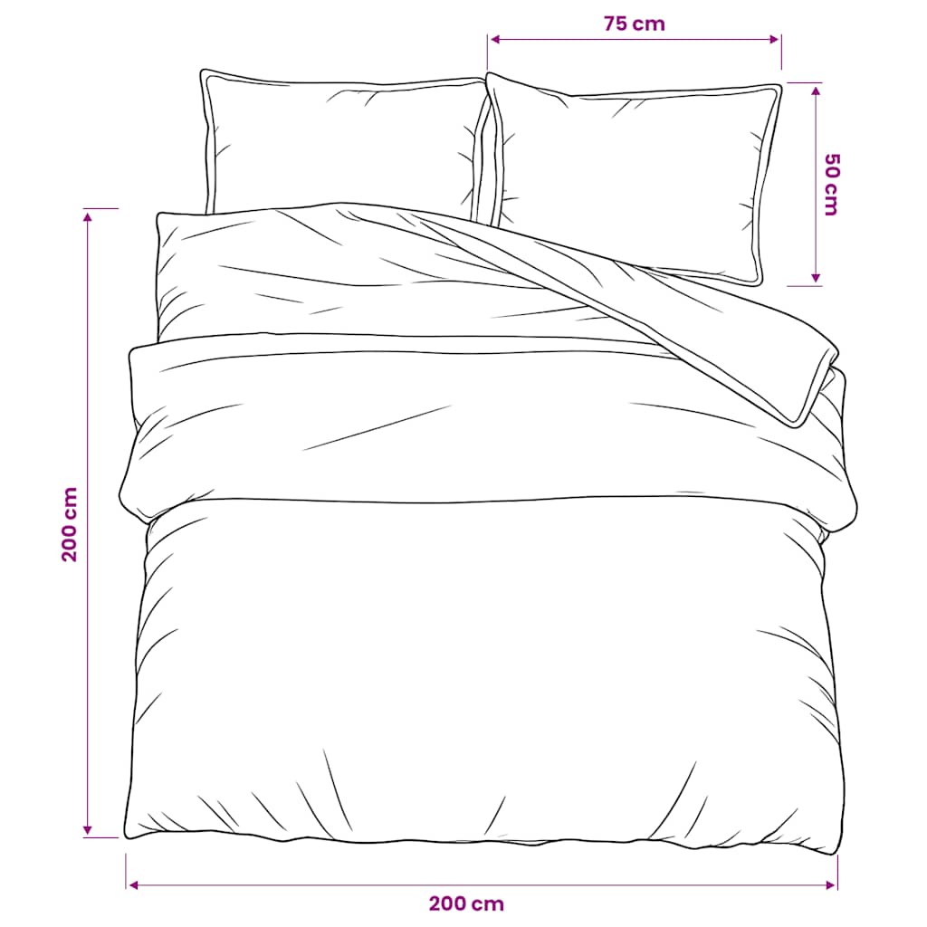 Duvet Cover Set Grey 200x200 cm Cotton