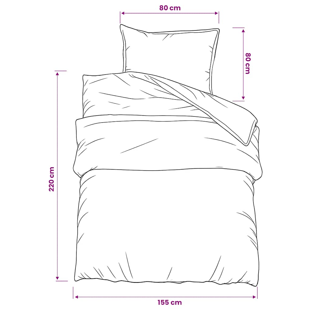 Duvet Cover Set Grey 155x220 cm Cotton