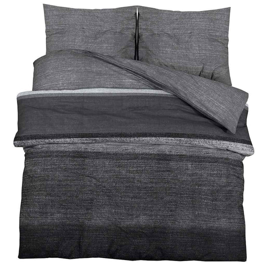 Duvet Cover Set Dark Grey and Black 140x200 cm Cotton