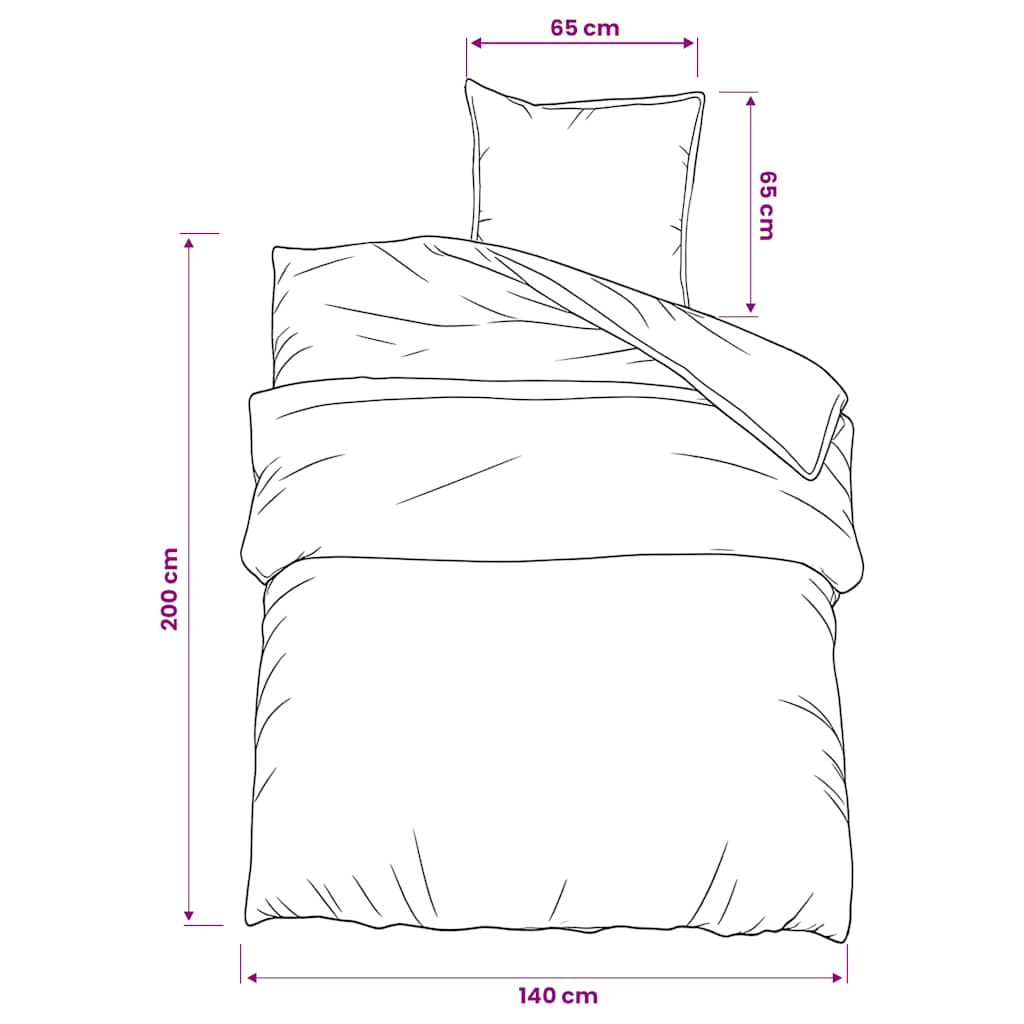 Duvet Cover Set Black 140x200 cm Cotton