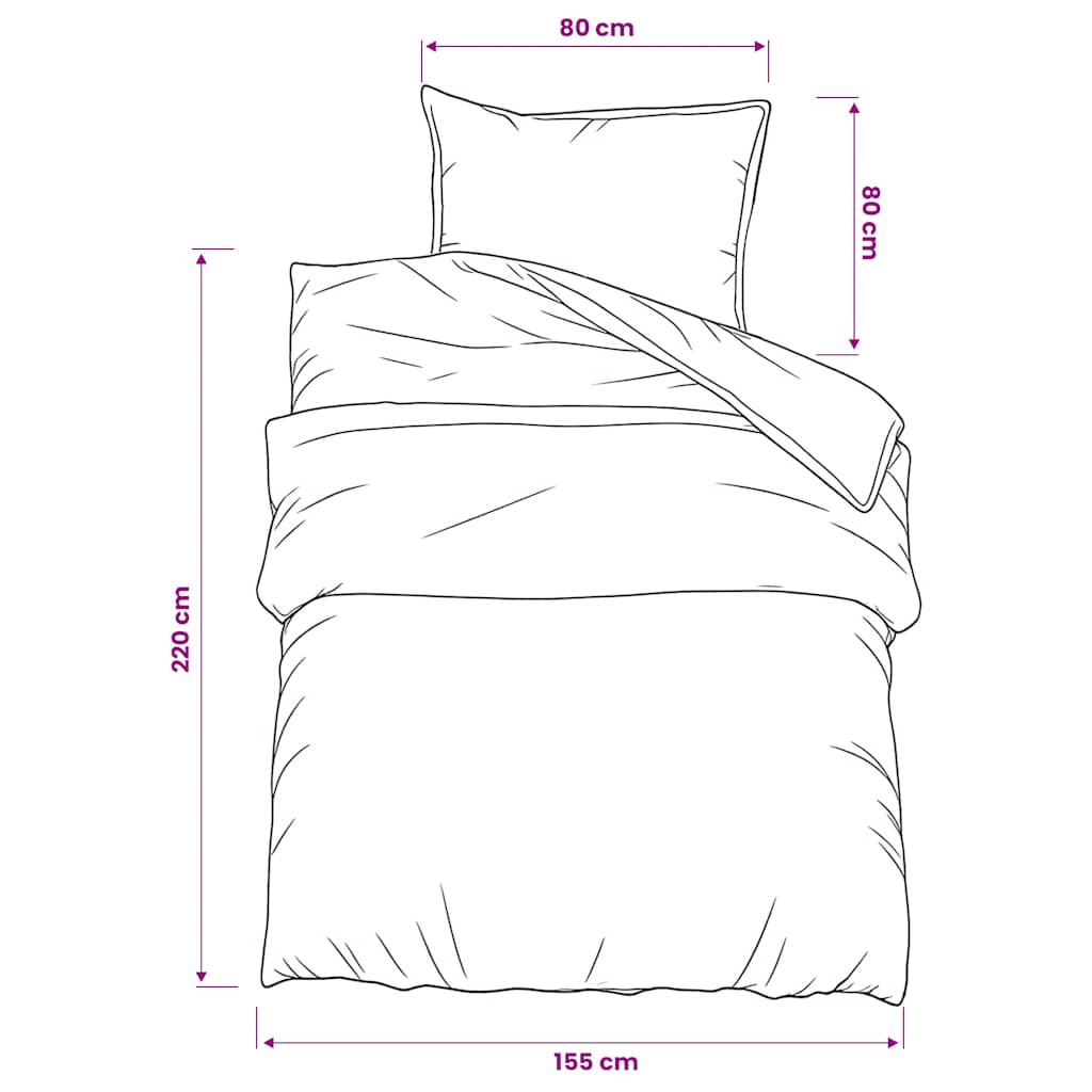 Duvet Cover Set Black 155x220 cm Cotton