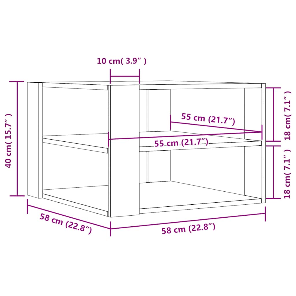 Coffee Table Grey Sonoma 58x58x40 cm Engineered Wood