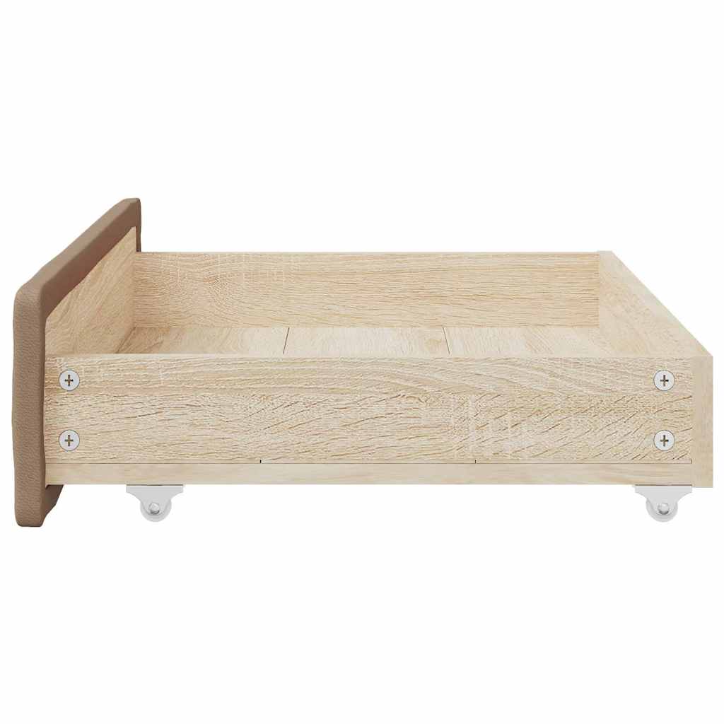 Bed Drawers 2 pcs Cappuccino Engineered Wood and Faux Leather