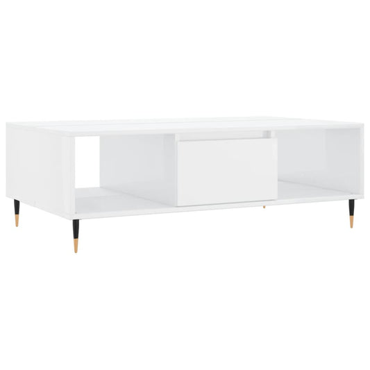 Coffee Table High Gloss White 104x60x35 cm Engineered Wood