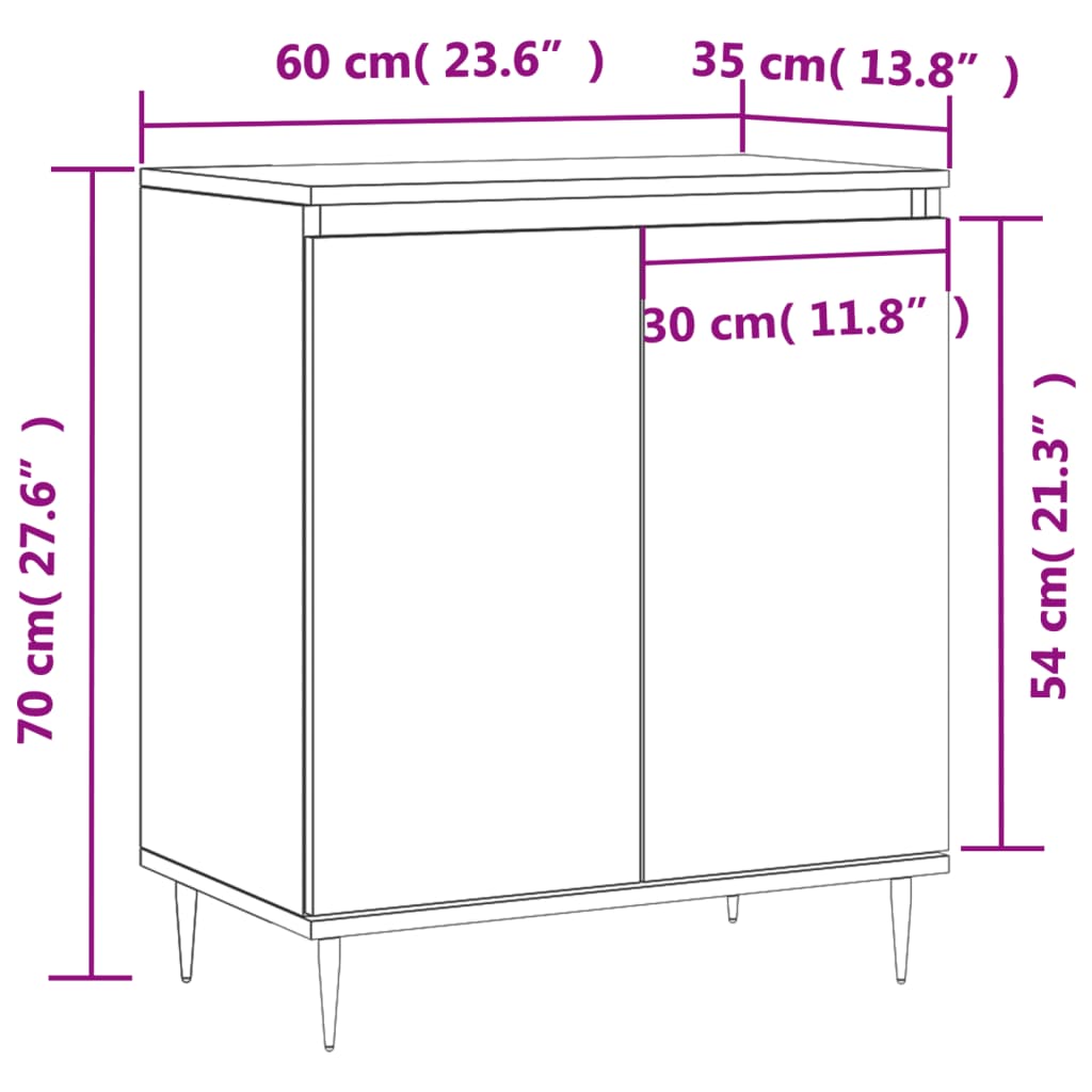 Sideboard Grey Sonoma 60x35x70 cm Engineered Wood