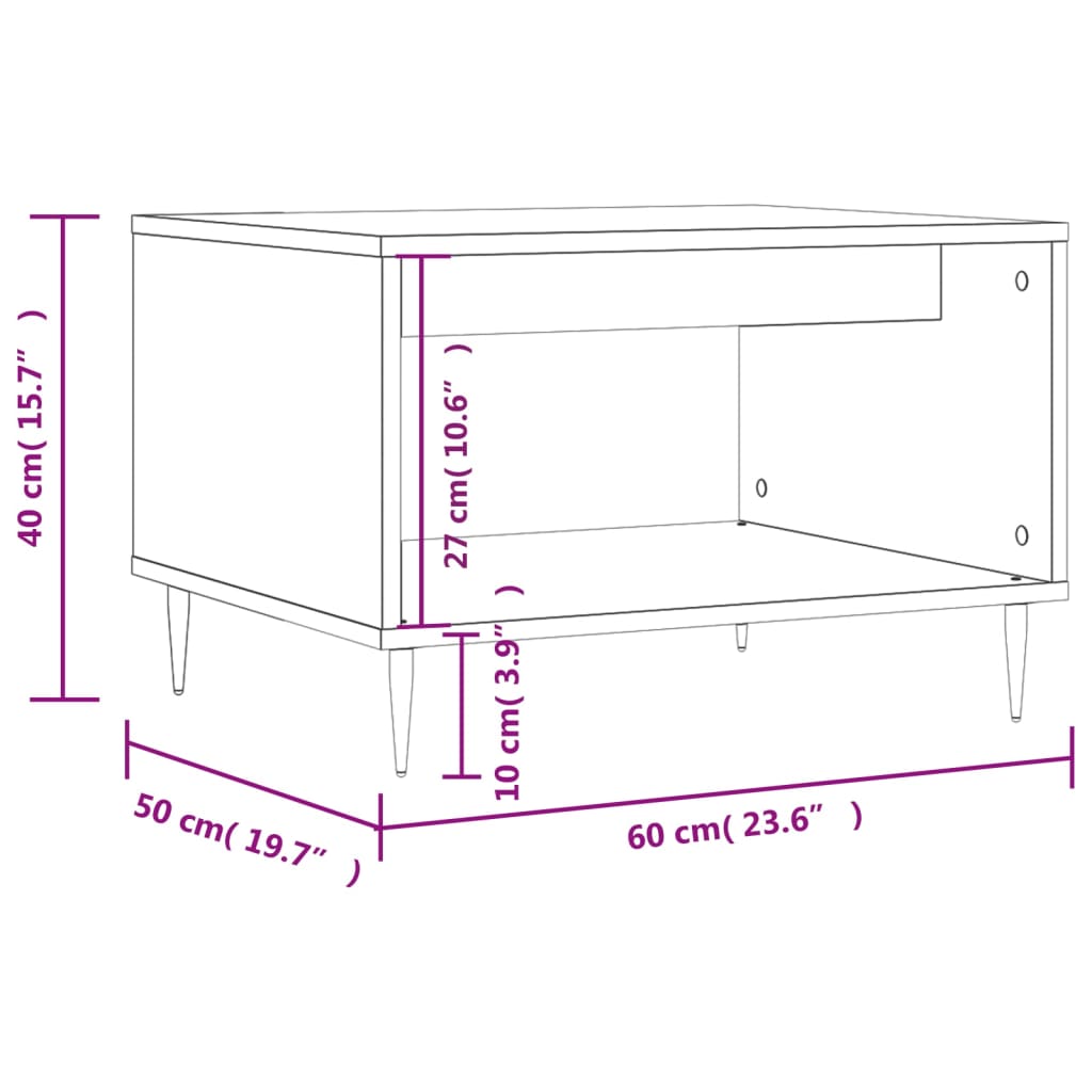 Coffee Table Concrete Grey 60x50x40 cm Engineered Wood