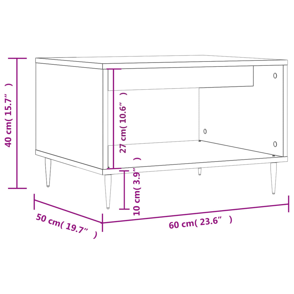 Coffee Table Grey Sonoma 60x50x40 cm Engineered Wood