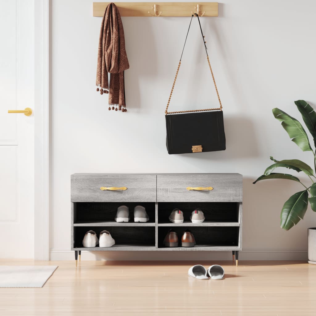 Shoe Bench Grey Sonoma 102x35x55 cm Engineered Wood