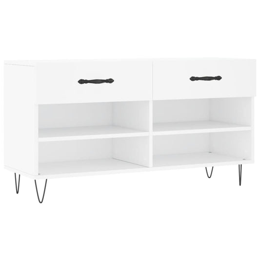 Shoe Bench White 102x35x55 cm Engineered Wood
