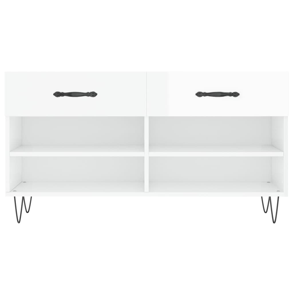 Shoe Bench High Gloss White 102x35x55 cm Engineered Wood