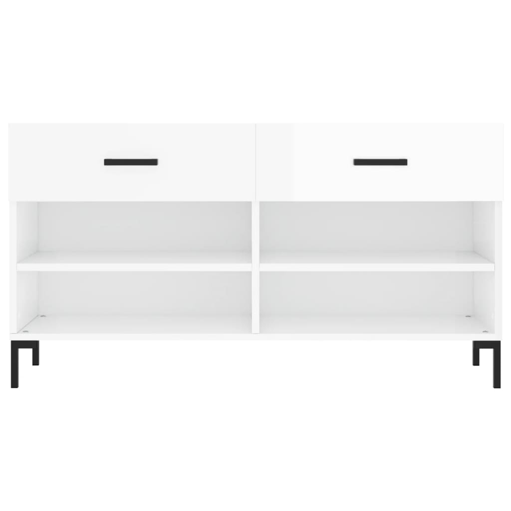 Shoe Bench High Gloss White 102x35x55 cm Engineered Wood