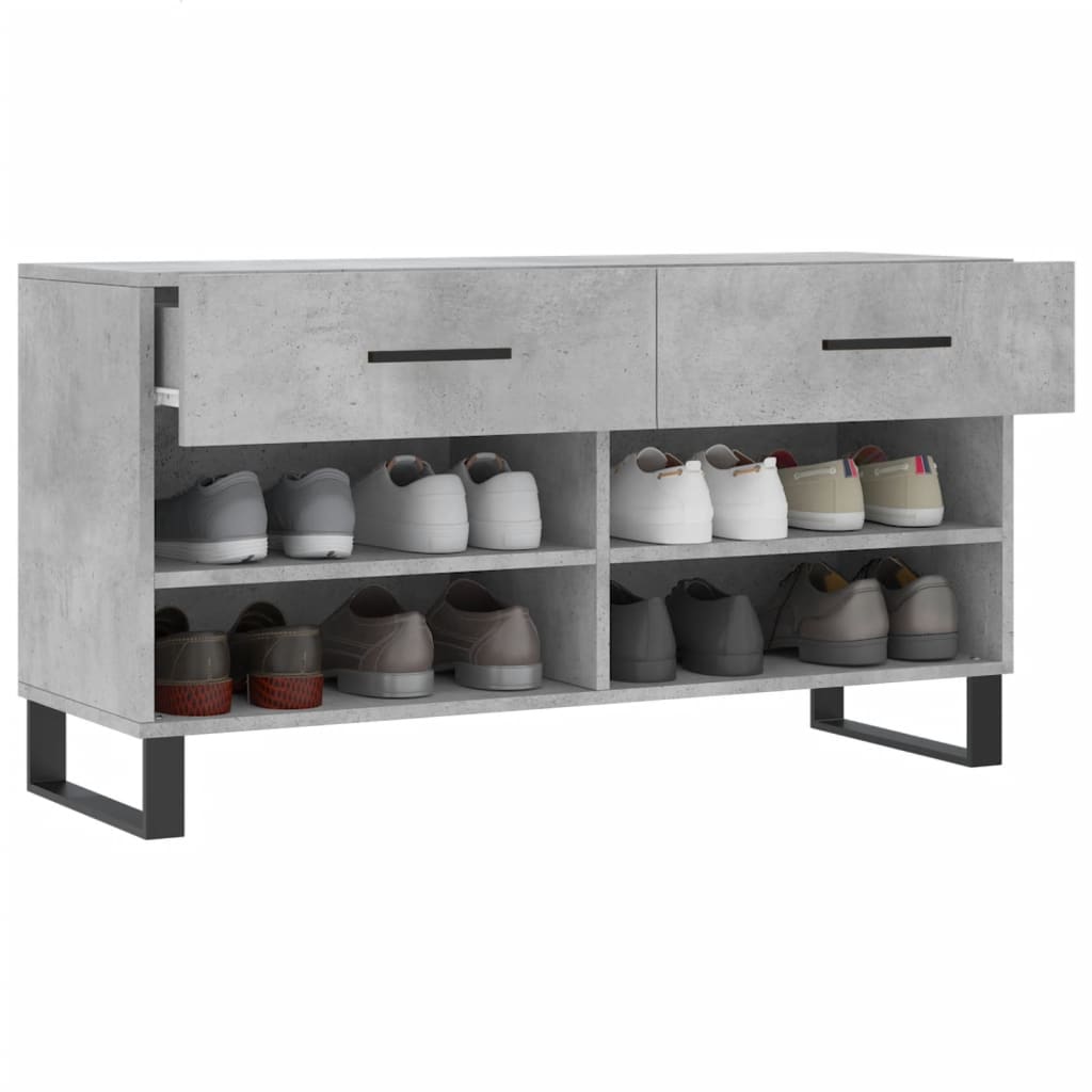 Shoe Bench Concrete Grey 102x35x55 cm Engineered Wood