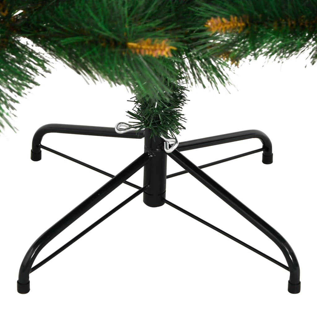 Artificial Hinged Christmas Tree Green and Yellow PVC and metal