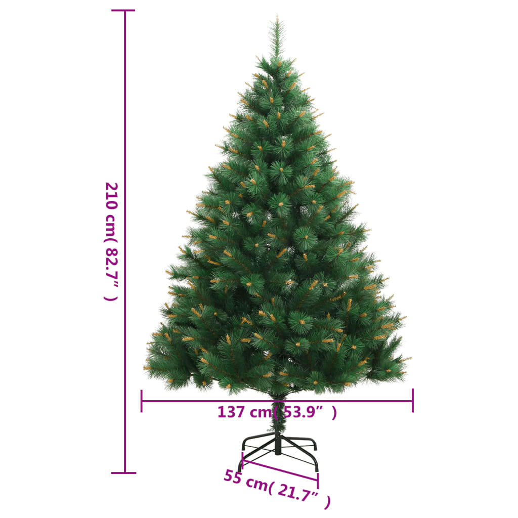 Artificial Hinged Christmas Tree Green and Yellow PVC and metal