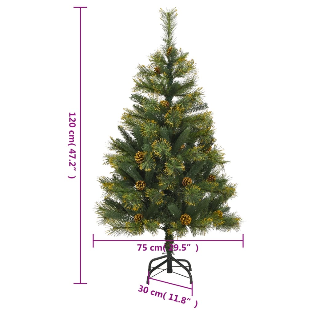 Artificial Hinged Christmas Tree Green PVC 47.2 in Foldable