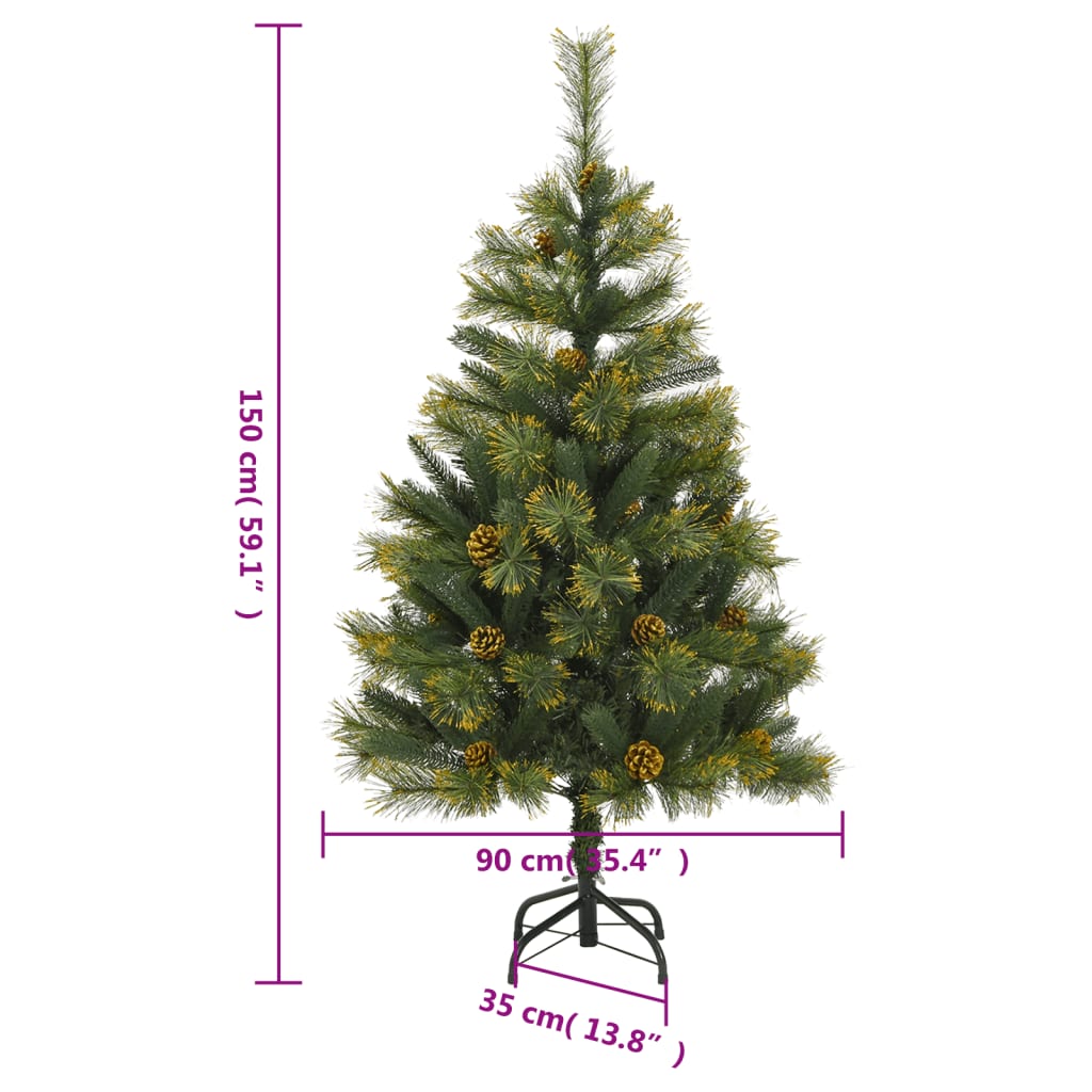 Artificial Hinged Christmas Tree Green PVC, PE, Metal 4.9 feet