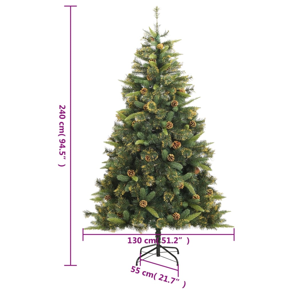 Artificial Hinged Christmas Tree Green PVC 94.5 in