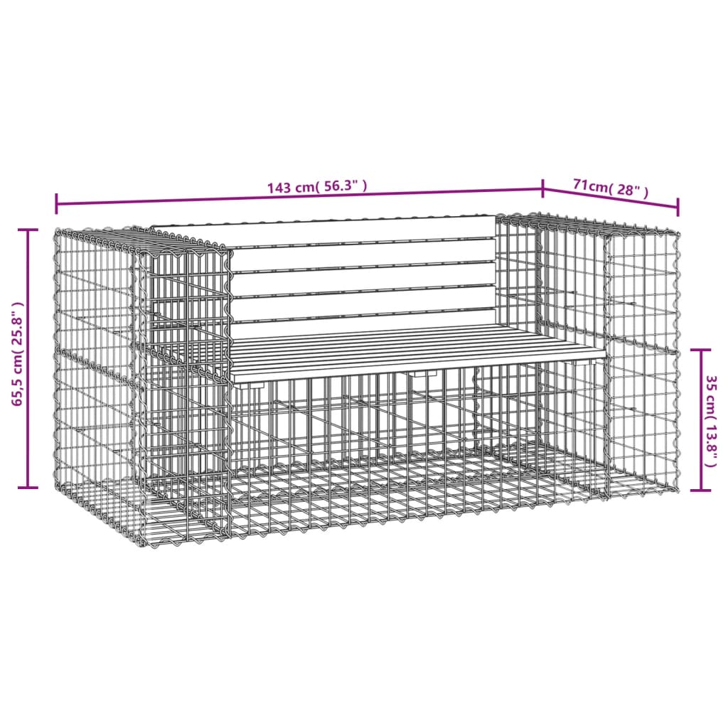 Garden Bench | Douglas wood, Galvanised steel | Solid douglas wood