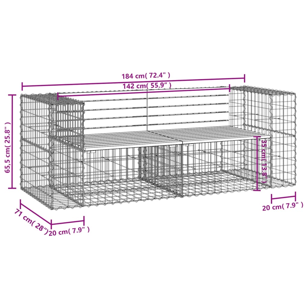 Garden Bench | Natural Wood and Galvanised Steel