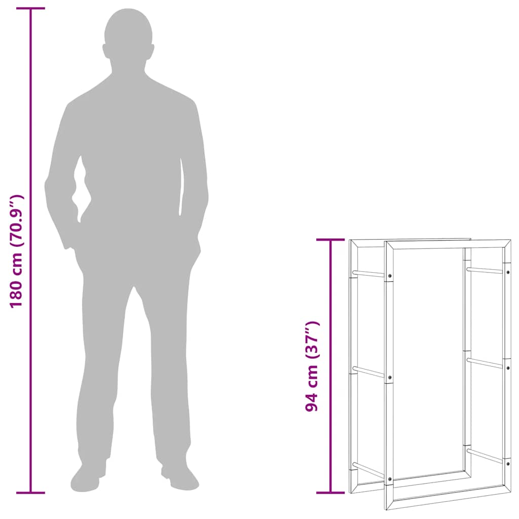 Firewood Rack 50x28x94 cm Stainless Steel