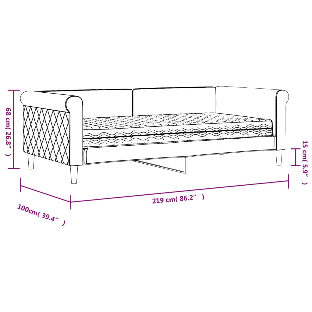 Daybed with Mattress Blue Light Grey 90x190 cm Velvet