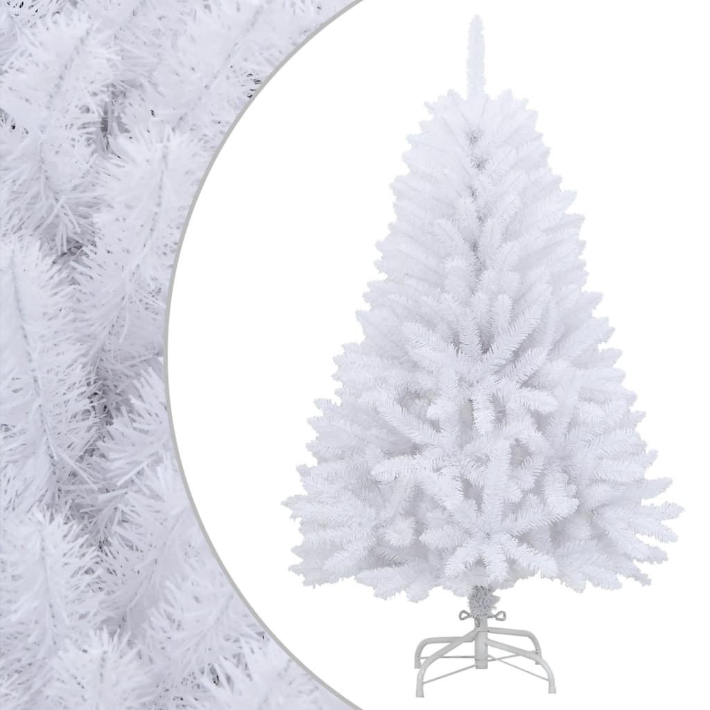 Artificial Hinged Christmas Tree White PVC and Metal Medium
