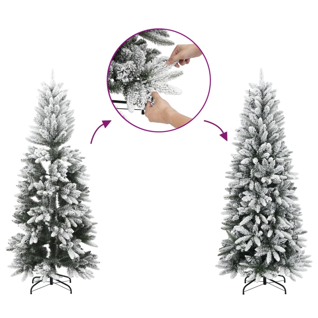 Artificial Hinged Christmas Tree White PVC and Metal Medium