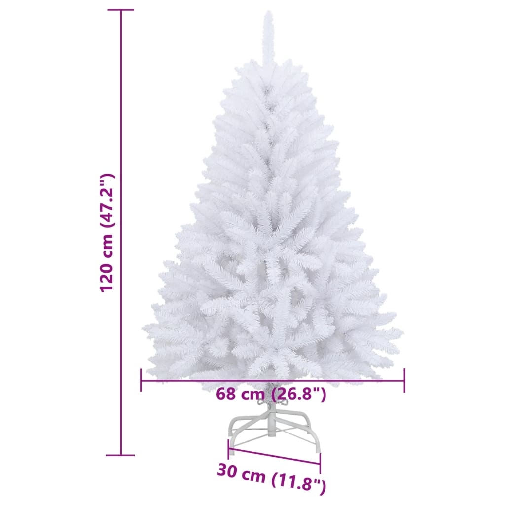 Artificial Hinged Christmas Tree White PVC and Metal Medium
