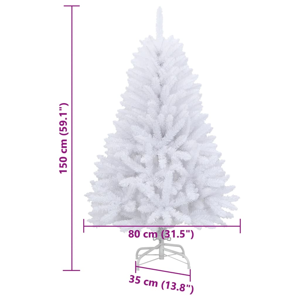 Artificial Hinged Christmas Tree White PVC, metal Medium