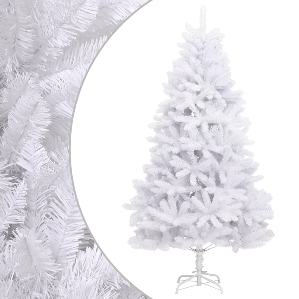 Artificial Hinged Christmas Tree White PVC, metal Tall Foldable