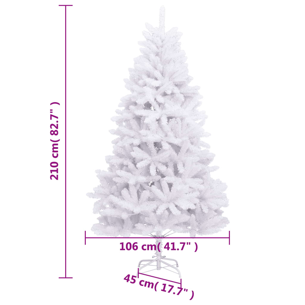 Artificial Hinged Christmas Tree White PVC, metal Tall Foldable