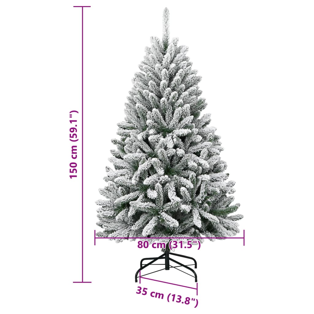 Artificial Hinged Christmas Tree | Green and white | PVC, metal