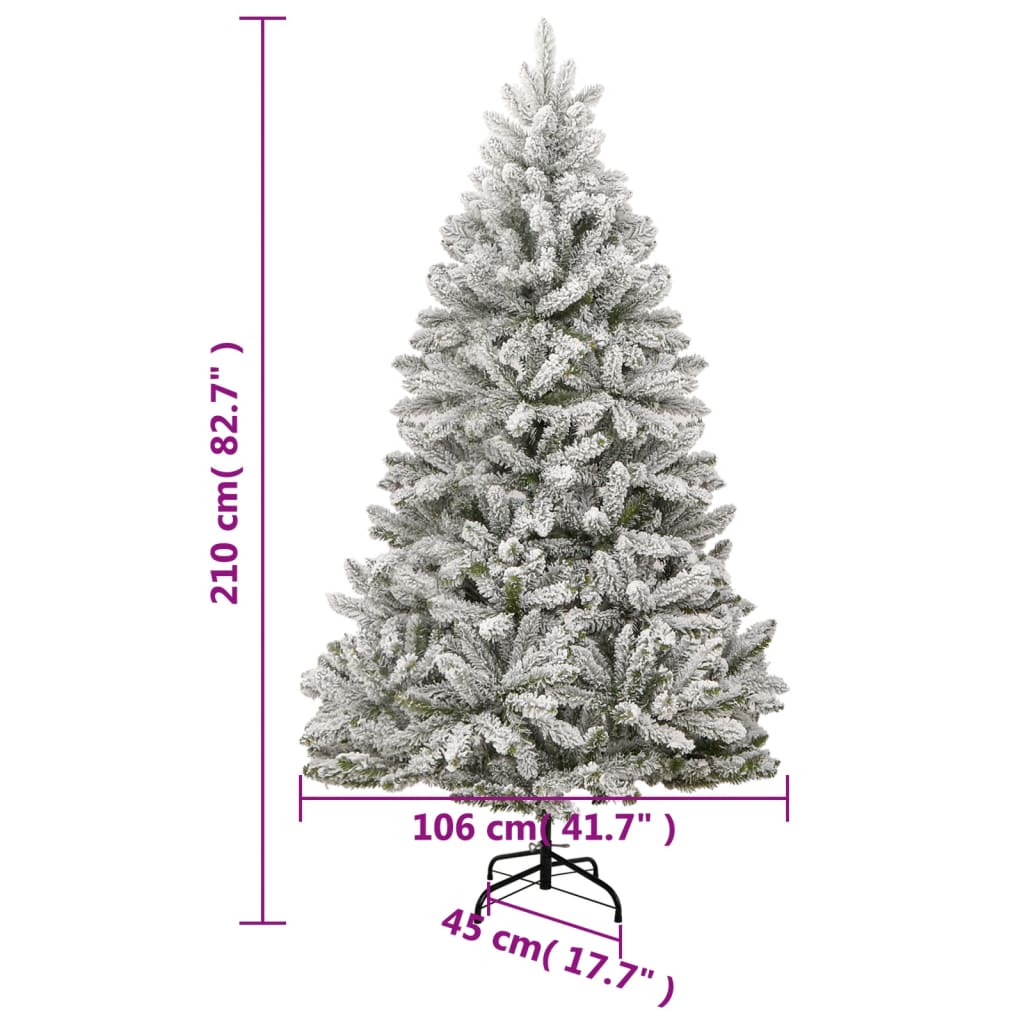 Artificial Hinged Christmas Tree | Green and white | PVC, metal
