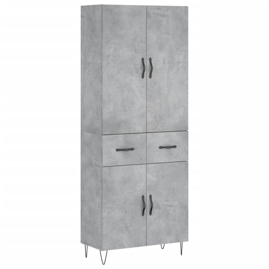 Highboard Concrete Grey 69.5x34x180 cm Engineered Wood