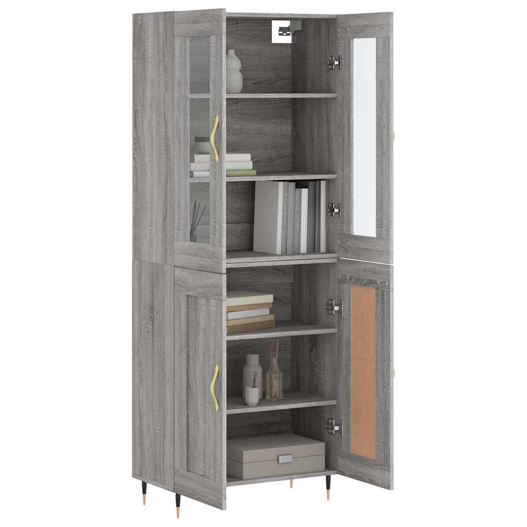 Highboard Grey Sonoma 69,5x34x180 cm Engineered Wood