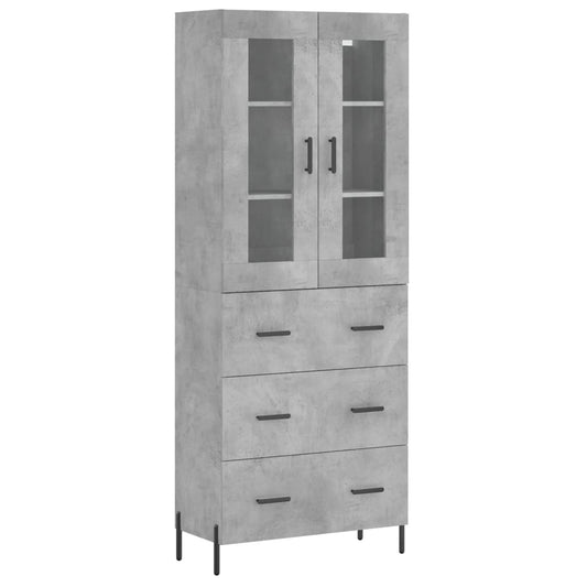 Highboard Concrete Grey 69.5x34x180 cm Engineered Wood