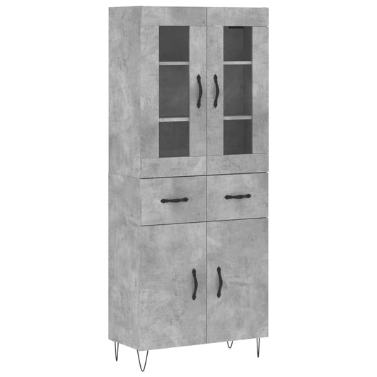 Highboard Concrete Grey 69.5x34x180 cm Engineered Wood