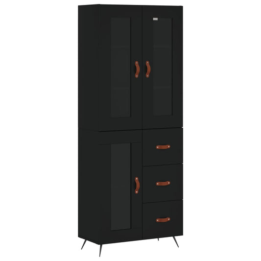 Highboard Black 69,5x34x180 cm Engineered Wood