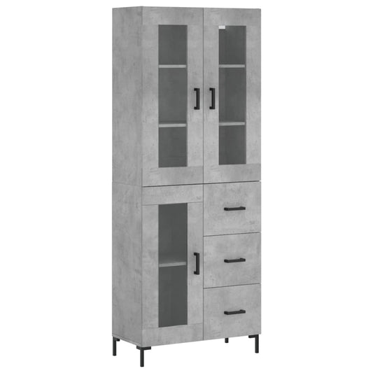 Highboard Concrete Grey 69.5x34x180 cm Engineered Wood