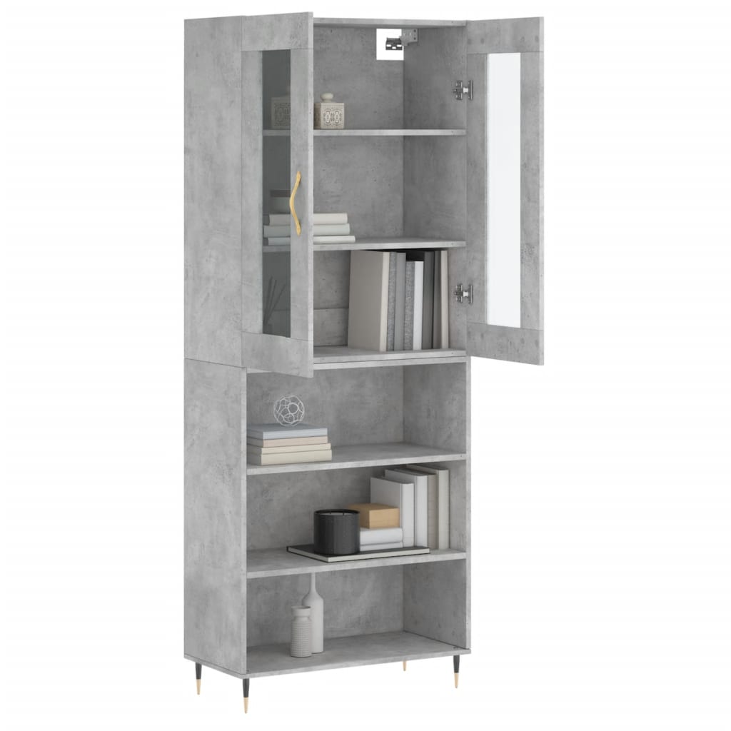 Highboard Concrete Grey 69,5x34x180 cm Engineered Wood