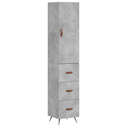 Highboard Concrete Grey 34.5x34x180 cm Engineered Wood