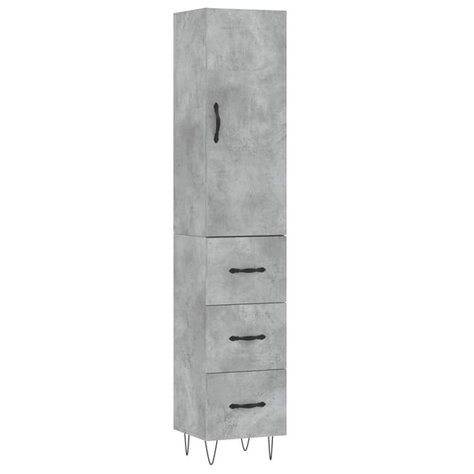 Highboard Concrete Grey 34.5x34x180 cm Engineered Wood