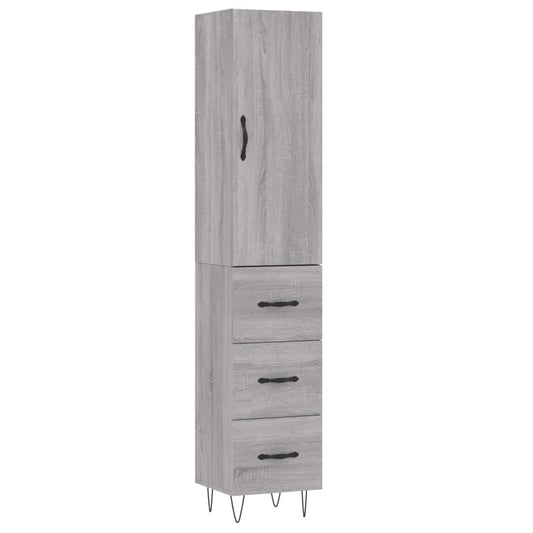 Highboard Grey Sonoma 34.5x34x180 cm Engineered Wood
