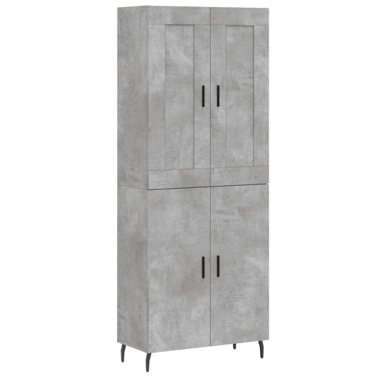 Highboard Concrete Grey 69.5x34x180 cm Engineered Wood