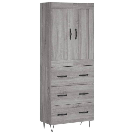 Highboard Grey Sonoma 69.5x34x180 cm Engineered Wood