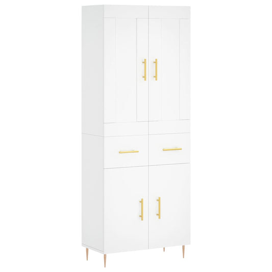 Highboard White 69.5x34x180 cm Engineered Wood